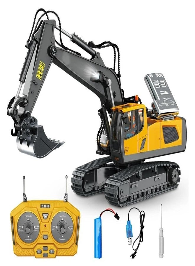 RABJET RC Excavator Big Alloy Simulation Light Music Educational Toys Bucket Trucks Vehicle Model Hobby Toy Remote Control Excavator Toys for Best Gift Ideas for Age 3 to 10+ Year Old Boy - Image 1